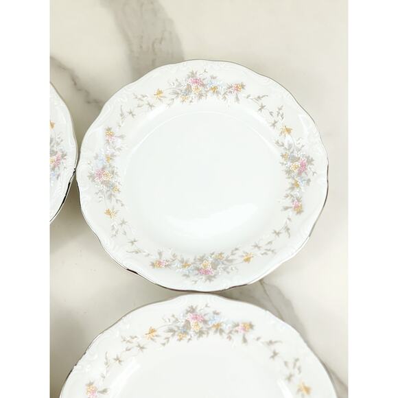 Johann Haviland Floral Splendor Bread Plate 6 1/4" Silver Trim 80s Germany x4 - Picture 4 of 15